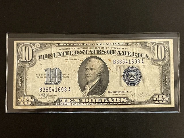 1934 C Ten Dollar Silver Certificate 4