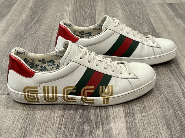 Gucci Ace Sega  Gold Glitter Sneakers 523455 Sz. 42