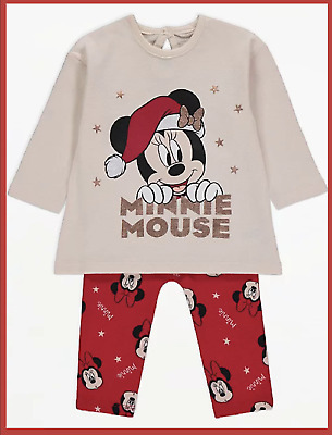 Baby Girls Minnie Mouse Christmas Top And Leggings Disney Character