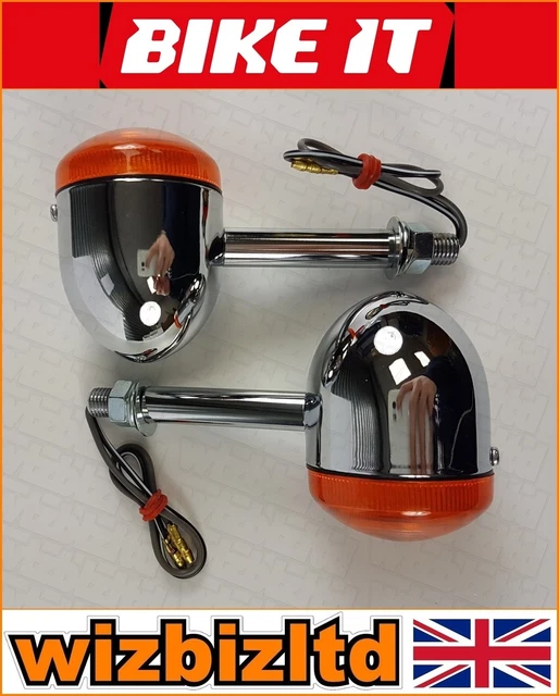 HONDA CB 750 F All Years Chrome Body Amber Lens Long Stem Bullet ...