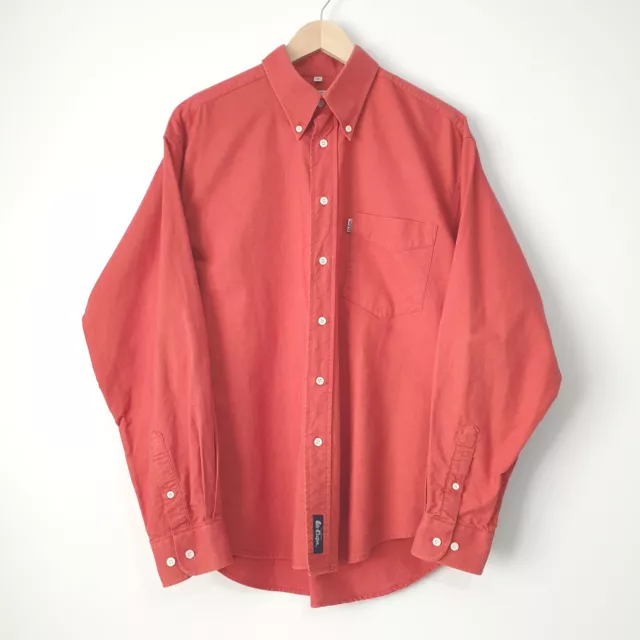 Camicia Lee Cooper XL denim arancione maniche lunghe con bottoni colletto abbottonato cotone