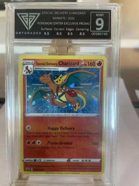 GG MINT 9 Special Delivery Charizard SWSH 075 Pokemon Center UK Promo Card