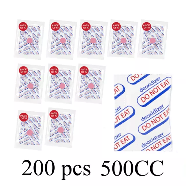 200pcs 500CC Oxygen Absorbers for Long Term Food Storage Food Grade, Jerky etc.