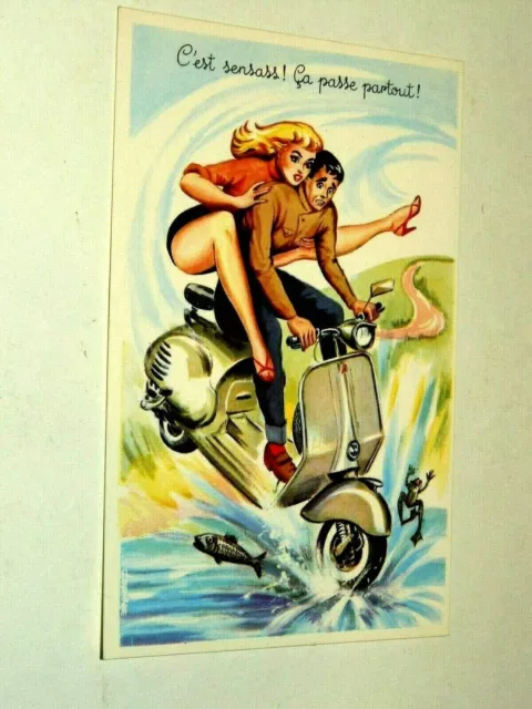 Carte Postale Ancienne SCOOTER PIN UP Ed PHOTOCHROM Bas Stocking Grenouille