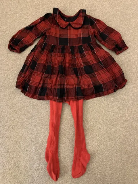 Baby Girls Red Tartan / Plaid Christmas Winter Dress Outfit 12-18 Months