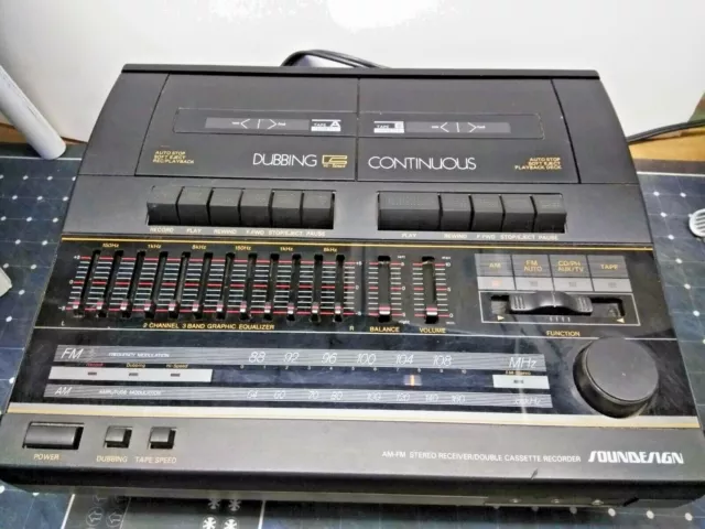 1990 SOUNDESIGN AM-FM STEREO Radio Receiver Double Cassette Recorder 5888 BLK