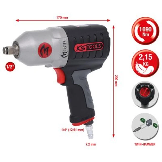 Avvitatore a percussione (aria compressa) KS TOOLS 515.1210 M16
