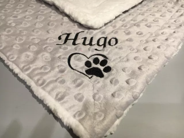 Personalised With Name And Paw Dog Cat Puppy Pet Comforter Mini Blanket Sherpa