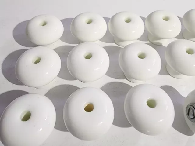 14 Vintage Porcelain Cabinet Knobs Drawer Pulls White With Hardware 2