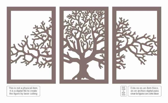 Vector. Tree Panel Wall Art. Laser Cut. Plasma. CNC. CDR DXF AI SVG