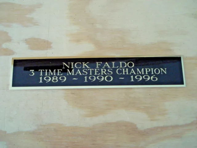 Nick Faldo 3X Masters Champ Nameplate For A Golf Club Or Golf Ball Case 1.5X6