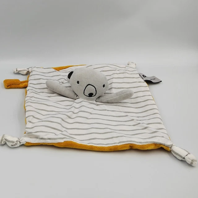 Doudou plat ours blanc orange rayé gris PREMAMAN - 31707
