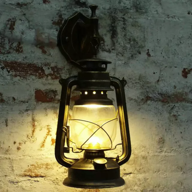 E27 Retro Antique Vintage Rustic Lantern Lamp Wall Sconce Light Fixture Outdoor