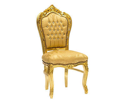 Sillón Silla Hoja Oro Tela Damasco Estilo Barroco Gold Chair