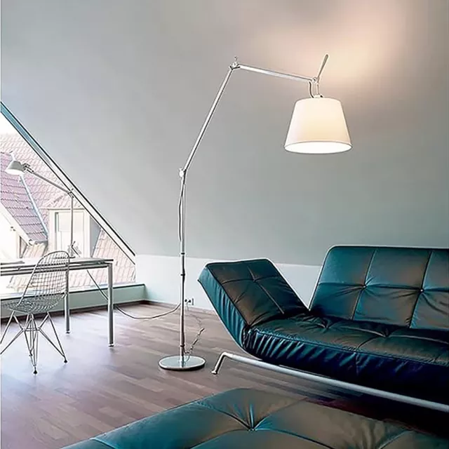 Boom Arm Floor Lamp Adjustable Standing Lamp Modern Silver Reading Home Office 2