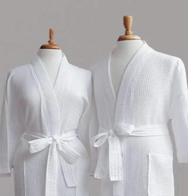 Unisex Hotel Spa Waffle Bath Robe 100% Cotton Dressing Gown Bathrobe Nightwear