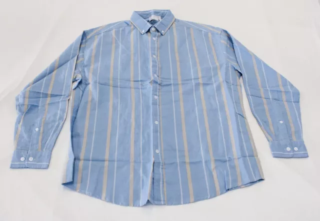 ASOS DESIGN Men's 90s Oversized Linen Mix Striped Shirt AK1 Blue Medium