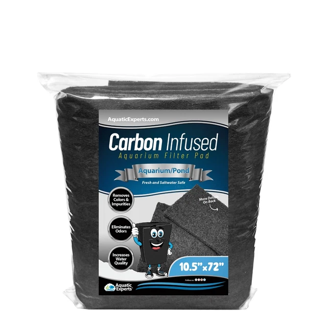 Carbon Infused Filter Pad Media for Crystal Clear Aquarium Fish Tank - 1" Thick