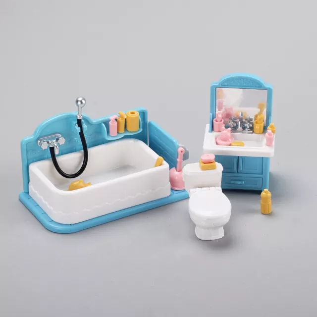 1Set Dollhouse Miniatures 1/12 Scale Furniture Tub Toilet Sink Model Bathroom