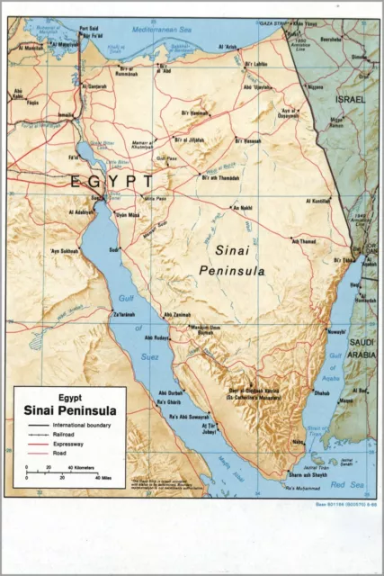 Poster, Many Sizes; Cia Map Of Egypt, Sinai Peninsula 1988