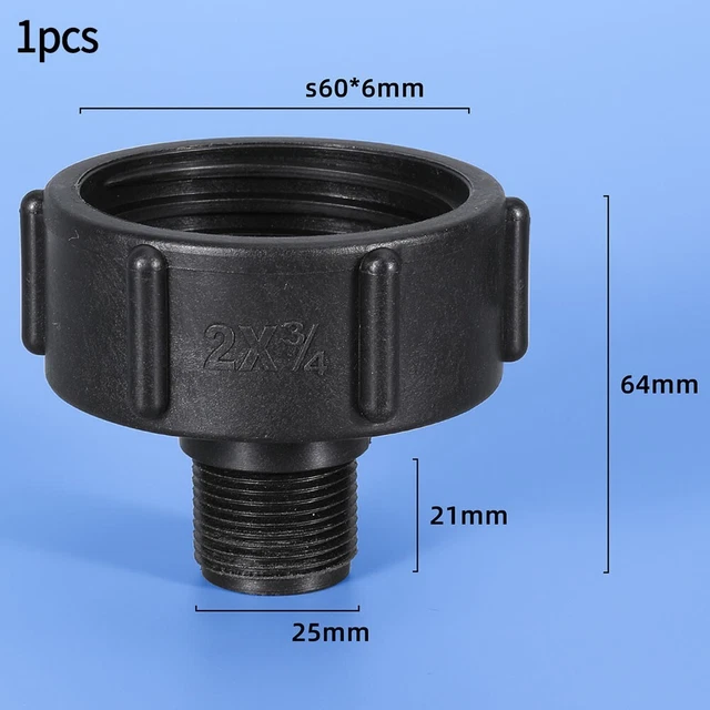 Adaptateur Réservoir IBC - Réduction De Sortie S80 à S60 | Plastique Noir, Filetage Femelle 80 Mm / Mâle 60 Mm