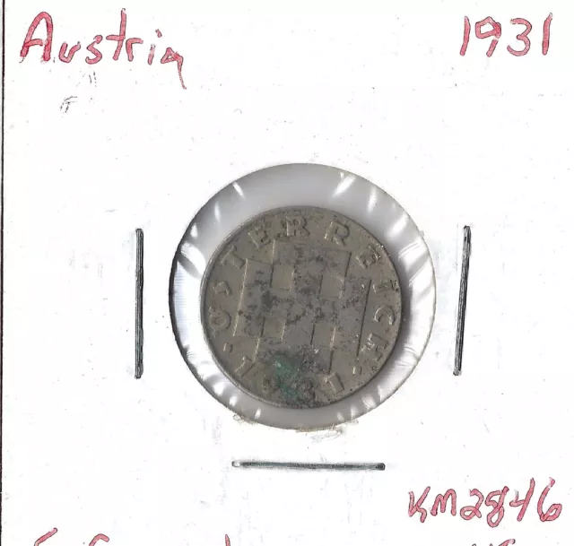 Coin Austria 5 Groschen 1931 KM2846