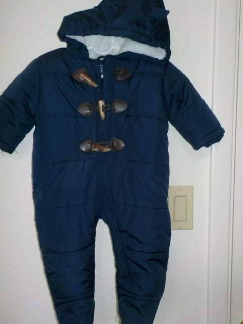 Baby Infant Size 3-6 Months Childrens Place Hooded Foooted Navy Blue Snowsuit