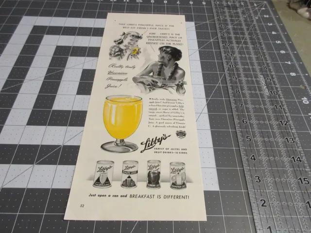 1941 Libby's really truly Hawaiian Pineapple Juice, Vintage Print Ad