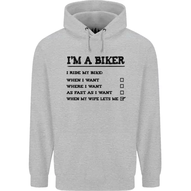 Motorcycle Im a Biker When My Wife Funny Mens 80% Cotton Hoodie