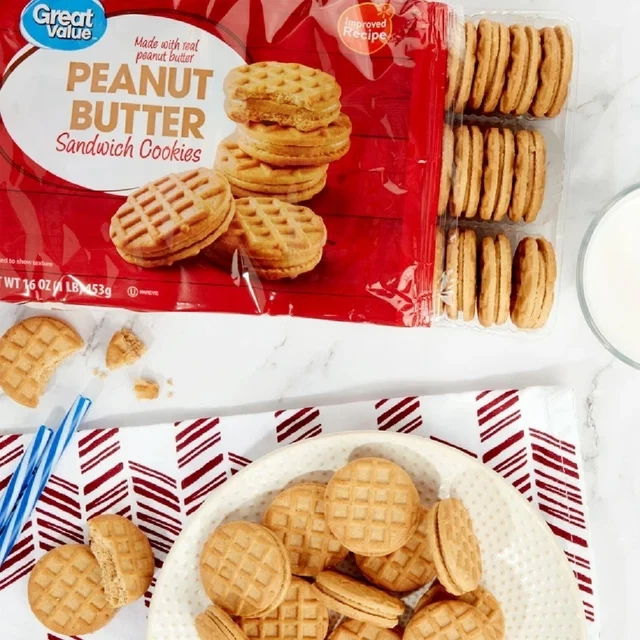 GREAT VALUE PEANUT Butter Sandwich Cookies, 16 oz, ShelfStable/Ambient