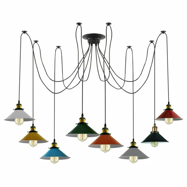 Retro Vintage Kronleuchter Deckenspinne Licht Industrie Anhänger Einzellampe UK
