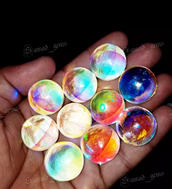 Multi Color Fire Pair Balls Shape beautiful Gemstone Cabochon Mystic Quartz