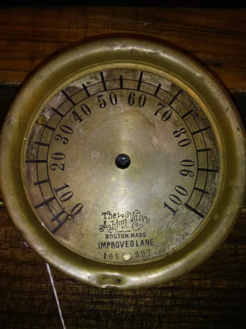 Large!  Awesome!  almost 6" Steampunk Pressure Gauge Ashton Valve Co Vintage