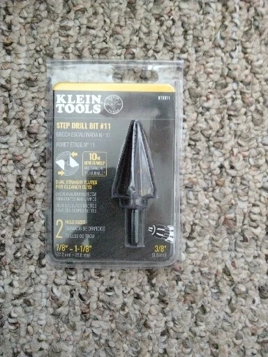 Klein Tools KTSB11 Double-Fluted 7/8" - 1-1/8" 3-Hole Step Drill Bit #11