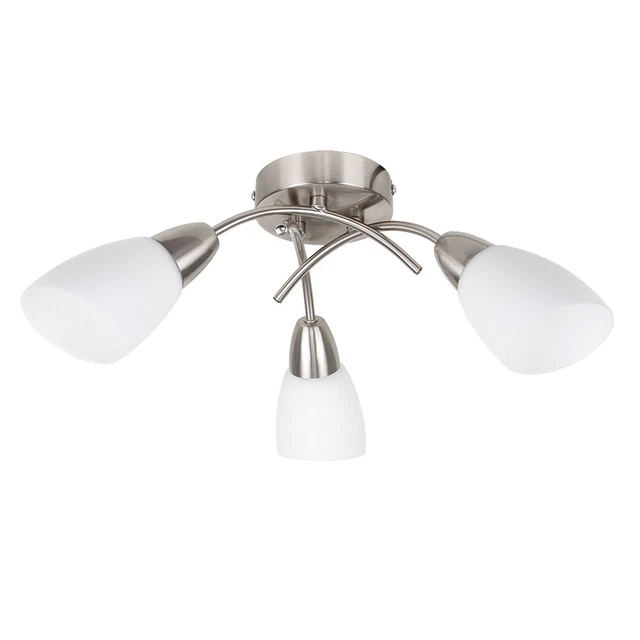 MiniSun Deckenleuchte - Modernes gebürstetes Chrom 3-Arm Crossover Schirme LED Glühbirnen