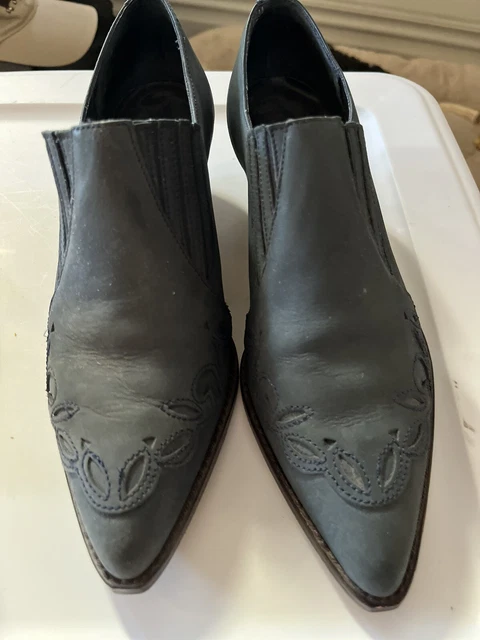 vintage 90s Y2K Ellemenno Reba Gray western leather ankle boots women's 6.5M
