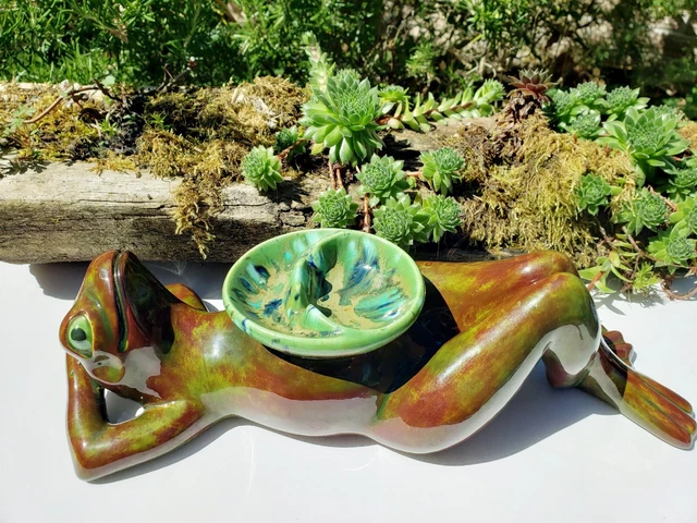 Arnels Ceramic Frog Toad Ashtray Sculpture 1970s MCM Vintage RARE Beautiful