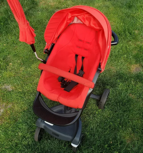 Stokke Red Xplory Baby Stroller & Umbrella Visor