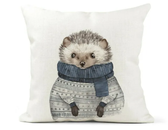 Cream Cushion Cover Funky/Quirky Cushion Cute Watercolour Hedgehog
