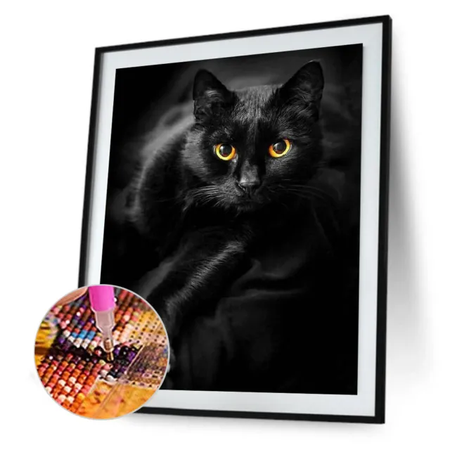 5D Diamond Painting Kit DIY black cat Full Round Drill Mosaic(HJ499) 2