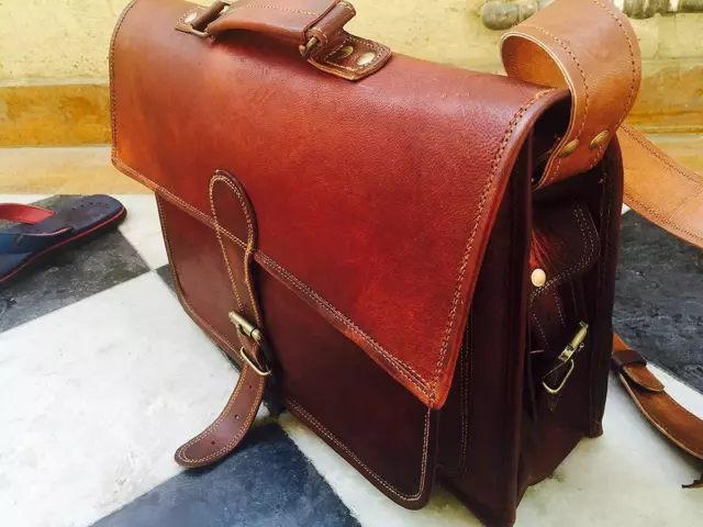 Unisex bag Genuine Real Leather Handbag Shoulder Bag Satchel Messenger 3