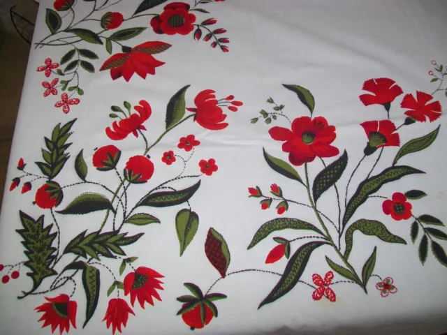 Vintage Wilendure Tablecloth Red Flowers