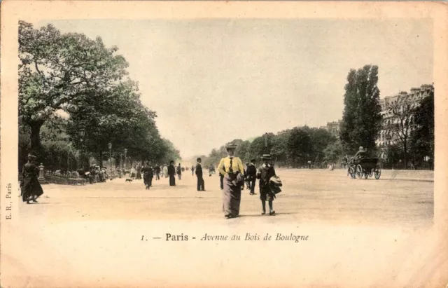 Vintage postcard - Paris france  Avenue du Bois de Boulogne unposted early 1900s