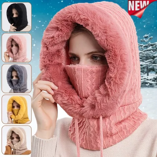 Bufanda para Mujer De Piel Mascara para Invierno Gorro De Punto Pasamontañas
