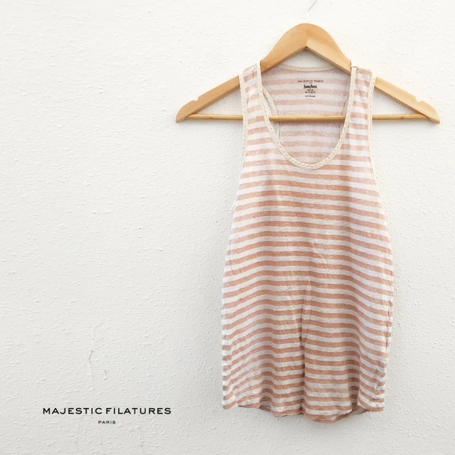 MAJESTIC FILATURES Linen Stripe Tank Top Size 1