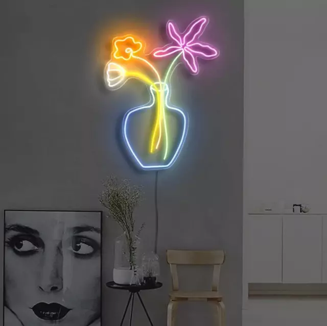 Flower Neon Sign Plant Neon Signs Wall Art Custom LED Neon Light for Wall Decor