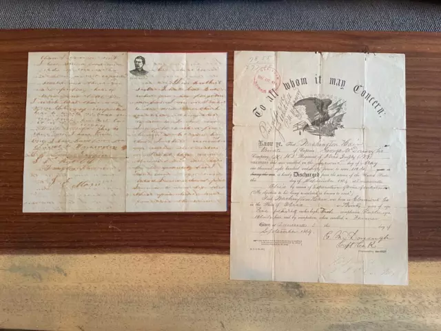 Pair of Rare and Fascinating Civil War Papers * Letter/Discharge Notice 1861-64! Pair of Rare and Fascinating Civil War Papers * Letter/Discharge Notice 1861-64!