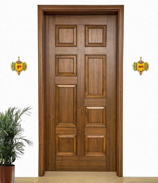 Bois Shubh Labh Porte Tentures Modèle pour Diwali/Mariage/Maison Warming 1pair