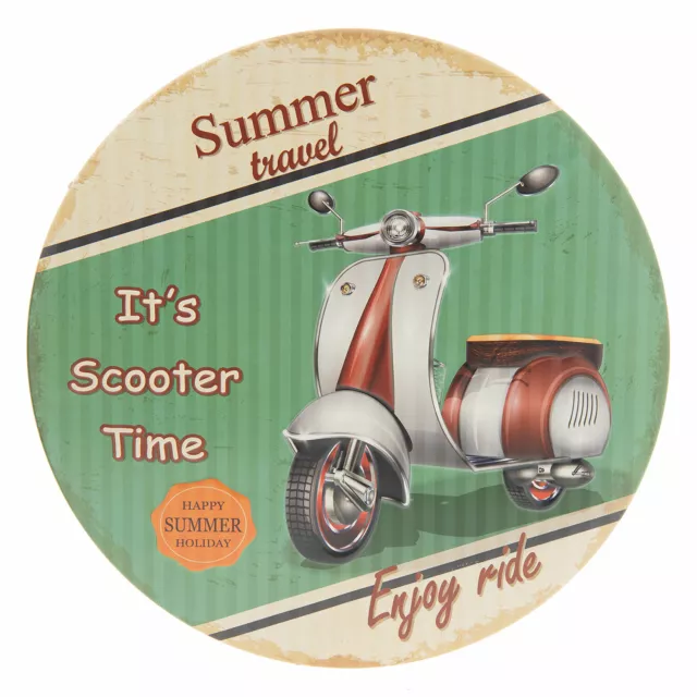 Targa di Latta " Scooter " Vespa Piaggio Lambretta Heinkel Officina 30cm Nuovo