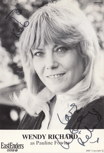 Wendy Richard Vintage Hand Signed Cast Card Eastenders